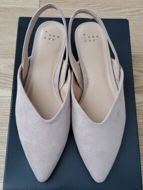 a. new. day Beige Faux Suede Slingback Flats, Size 7.5 - New